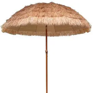 7.5ft Hula Thatched Tiki Patio Beach Umbrella Hawaiian Style 10 Ribs UPF 50+ with Tilt Carry Bag for Outdoor Tiki Bar, Tropical Palapa, Patio Garden Beach Pool Backyard Natural Color 7.5ft Hula Thatched Tiki Patio Beach Umbrella Hawaiian Style 10 Ribs UPF 50+ with Tilt Carry Bag for Outdoor Tiki Bar, Tropical Palapa, Patio Garden Beach Pool Backyard Natural Color