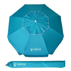 6.5 Foot Heavy Duty Beach Umbrella for Sand with tilt Air Vent Sun Shelter, UV 50+ Protection Outdoor Sunshade Umbrella with Carry Bag for Patio Garden Beach Pool Backyard Sky Blue 6.5 Foot Heavy Duty Beach Umbrella for Sand with tilt Air Vent Sun Shelter, UV 50+ Protection Outdoor Sunshade Umbrella with Carry Bag for Patio Garden Beach Pool Backyard Sky Blue