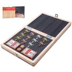 Horse Race Board Game, Horse Racing Game, Board Game Set Foldable and Portable with 2 Sets of Cards, 2 Dice, and 12 Metal Horses (1-Pack) Horse Race Board Game, Horse Racing Game, Board Game Set Foldable and Portable with 2 Sets of Cards, 2 Dice, and 12 Metal Horses (1-Pack)