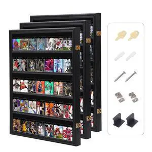 Baseball Card Display Case, Sports Card Holder, Graded Sports Card Display Case, Trading Card Display Case, 98% UV Protection, 35 Cards, Lockable (Vertical 3 Pack) Baseball Card Display Case, Sports Card Holder, Graded Sports Card Display Case, Trading Card Display Case, 98% UV Protection, 35 Cards, Lockable (Vertical 3 Pack)