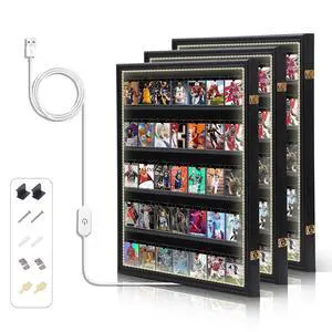 Baseball Card Display Case, Sports Card Holder, with LED Light Graded Sports Card Display Case, Trading Card Display Case, 98% UV Protection, 35 Cards, Lockable (LED Vertical 3 Pack) Baseball Card Display Case, Sports Card Holder, with LED Light Graded Sports Card Display Case, Trading Card Display Case, 98% UV Protection, 35 Cards, Lockable (LED Vertical 3 Pack)