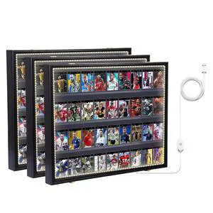 Sports Card Display, Baseball Card Display Case, with LED Light, Sports Card Holder, Graded Card Trading Card Display Case, 98% UV Protection, 36 Cards, Lockable (LED Horizontal 3 Pack) Sports Card Display, Baseball Card Display Case, with LED Light, Sports Card Holder, Graded Card Trading Card Display Case, 98% UV Protection, 36 Cards, Lockable (LED Horizontal 3 Pack)