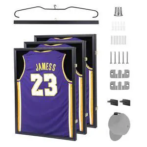 Jersey Frame Display Case, Jersey Shadow Box T Shirt Sweater Display Case, with 98% UV Protection, Hangers, Valet Pinboard, Acrylic, for Basketball Football Baseball (3 Pack) Jersey Frame Display Case, Jersey Shadow Box T Shirt Sweater Display Case, with 98% UV Protection, Hangers, Valet Pinboard, Acrylic, for Basketball Football Baseball (3 Pack)