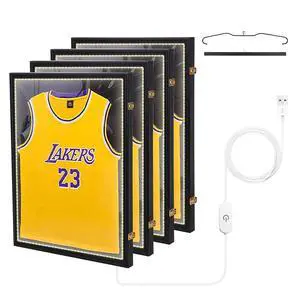 Jersey Frame Display Case with Lights, Jersey Shadow Box Display Case, Football Jersey Display Case with LED, 98% UV Protection, Valet Pinboard, Acrylic, Basketball (LED-4 Pack), Black Jersey Frame Display Case with Lights, Jersey Shadow Box Display Case, Football Jersey Display Case with LED, 98% UV Protection, Valet Pinboard, Acrylic, Basketball (LED-4 Pack), Black