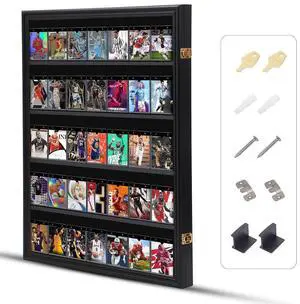 Jersey Frame Display Case, Jersey Frame, Jersey Display Case, Wood with 98% UV Protection Plexiglass + Baseball Card Display Case, 35 Graded Sports Card Display Case Jersey Frame Display Case, Jersey Frame, Jersey Display Case, Wood with 98% UV Protection Plexiglass + Baseball Card Display Case, 35 Graded Sports Card Display Case