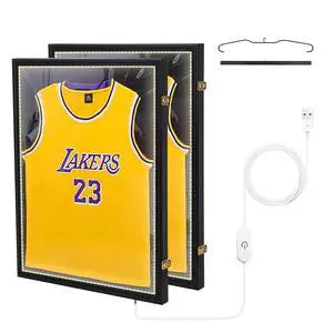 Jersey Frame Display Case, Jersey Frame, Jersey Display Case, Wood with 98% UV Protection Plexiglass + ersey Frame Display Case with Lights, Jersey Shadow Box Display Case Jersey Frame Display Case, Jersey Frame, Jersey Display Case, Wood with 98% UV Protection Plexiglass + ersey Frame Display Case with Lights, Jersey Shadow Box Display Case