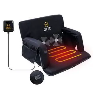 Heated Stadium Seat with Massage, Foldable Bleacher Seat with Back Support, Reclining Floor Chair, Waterproof Stadium Cushion, Thick Padding, Shoulder Straps, Side Pockets (2 Pack) Heated Stadium Seat with Massage, Foldable Bleacher Seat with Back Support, Reclining Floor Chair, Waterproof Stadium Cushion, Thick Padding, Shoulder Straps, Side Pockets (2 Pack)