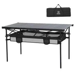 Portable Folding Camping Table, Aluminum Lightweight Roll-up Top Indoor&Outdoor Collapsible Table, with Mesh Net, Cup Holder, Carry Bag, Steel Frame, for Camping, Sports, BBQ, Picnic (Black) Portable Folding Camping Table, Aluminum Lightweight Roll-up Top Indoor&Outdoor Collapsible Table, with Mesh Net, Cup Holder, Carry Bag, Steel Frame, for Camping, Sports, BBQ, Picnic (Black)