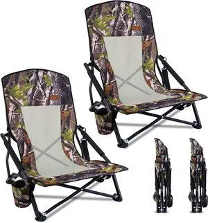 2 Pack Low Hunting Chair + Folding Grill Table 2 Pack Low Hunting Chair + Folding Grill Table