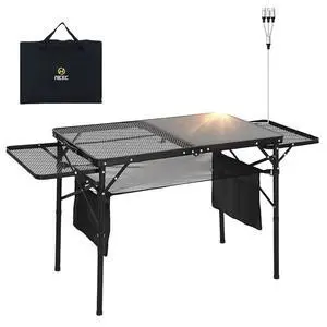 Camping Table, Ourdoor Folding Grill Table, Tailgate Tables, Solar Panel Tables with USB Type-C&DC Charging Cable, 42W Portable Solar Charger, 2 Side Shelves, with Mesh Net&Cup Holders Camping Table, Ourdoor Folding Grill Table, Tailgate Tables, Solar Panel Tables with USB Type-C&DC Charging Cable, 42W Portable Solar Charger, 2 Side Shelves, with Mesh Net&Cup Holders
