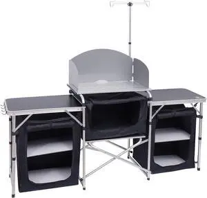 Camping Wind Screen, 4 Panels Beach Garden Wind Blocker Breaker, Privacy Sunbathing, Clam Screen Porch & Camping Kitchen Table, Folding Cook Table, Upgrade Light Stand and Windshield Cook Station Camping Wind Screen, 4 Panels Beach Garden Wind Blocker Breaker, Privacy Sunbathing, Clam Screen Porch & Camping Kitchen Table, Folding Cook Table, Upgrade Light Stand and Windshield Cook Station