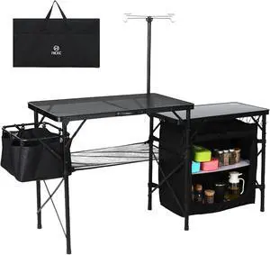 Portable Aluminum Lightweight Roll-up Top Indoor&Outdoor Table Camping Kitchen Table, Portable Folding Camp Cook Station Portable Aluminum Lightweight Roll-up Top Indoor&Outdoor Table Camping Kitchen Table, Portable Folding Camp Cook Station