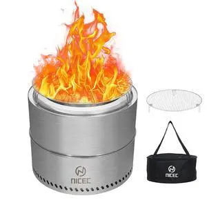 Fire Pits, 19.1 Inch Smokeless Fire Pits, Portable Fire Pit, Outdoor Fire Pit, Tabletop Fire Pit, Wood Buring Fireplaces, Stainless Steel, with Grill Grate, Removable Ash Tray & Carry Bag Fire Pits, 19.1 Inch Smokeless Fire Pits, Portable Fire Pit, Outdoor Fire Pit, Tabletop Fire Pit, Wood Buring Fireplaces, Stainless Steel, with Grill Grate, Removable Ash Tray & Carry Bag