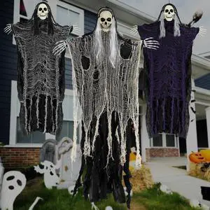 Halloween Decorations Outdoor and Indoor,3PCS Scary Hanging Ghosts,Halloween Grim Reaper Skeleton,Scary Party Decorations for Yard,Haunted House Decor Halloween Decorations Outdoor and Indoor,3PCS Scary Hanging Ghosts,Halloween Grim Reaper Skeleton,Scary Party Decorations for Yard,Haunted House Decor
