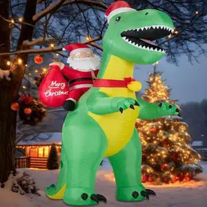 8FT Christmas Inflatables Santa Claus Riding Dinosaur,Christmas Inflatables Decorations Outdoor/Indoor, Blow Up Santa Claus Yard Decorations Built-in LED Lights,for Yard/Lawn/Garden. 8FT Christmas Inflatables Santa Claus Riding Dinosaur,Christmas Inflatables Decorations Outdoor/Indoor, Blow Up Santa Claus Yard Decorations Built-in LED Lights,for Yard/Lawn/Garden.