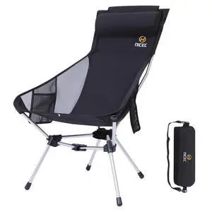 Ultralight High Back Fold Camp Chair, Compact Collapsible Backpack Hiking Festival Carry Chair, Heavy Duty Outdoor, Travel, Picnic, with 2 Side Pockets, Pillow, Carry Bag (1, Black) Ultralight High Back Fold Camp Chair, Compact Collapsible Backpack Hiking Festival Carry Chair, Heavy Duty Outdoor, Travel, Picnic, with 2 Side Pockets, Pillow, Carry Bag (1, Black)