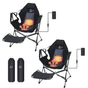Heated Hammock Camping Chair with Footrest, Heated Rocking Swing Camping Chair with Battery, Outdoor Hammock Chairs with Stand, Carry Bag, Cup Holder, for Lawn (2 Pack, Heat Black W/Footrest) Heated Hammock Camping Chair with Footrest, Heated Rocking Swing Camping Chair with Battery, Outdoor Hammock Chairs with Stand, Carry Bag, Cup Holder, for Lawn (2 Pack, Heat Black W/Footrest)