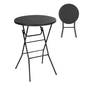 Plastic High Top Round Table, Portable Cocktail Bar Table, 31.5" Foldable Counter Height Tables, Waterproof Outdoor/Indoor Bistro Tables for Parties, Weddings, Camping, Backyard (Black, 1 Pack) Plastic High Top Round Table, Portable Cocktail Bar Table, 31.5" Foldable Counter Height Tables, Waterproof Outdoor/Indoor Bistro Tables for Parties, Weddings, Camping, Backyard (Black, 1 Pack)