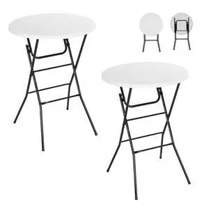 Plastic High Top Round Table, Portable Cocktail Bar Table, 31.5" Foldable Counter Height Tables, Waterproof Outdoor/Indoor Bistro Tables for Parties, Weddings, Camping, Backyard (White, 2 Pack) Plastic High Top Round Table, Portable Cocktail Bar Table, 31.5" Foldable Counter Height Tables, Waterproof Outdoor/Indoor Bistro Tables for Parties, Weddings, Camping, Backyard (White, 2 Pack)