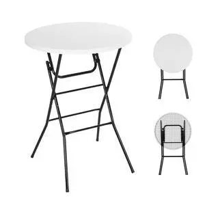 Plastic High Top Round Table, Portable Cocktail Bar Table, 31.5" Foldable Counter Height Tables, Waterproof Outdoor/Indoor Bistro Tables for Parties, Weddings, Camping, Backyard (White, 1 Pack) Plastic High Top Round Table, Portable Cocktail Bar Table, 31.5" Foldable Counter Height Tables, Waterproof Outdoor/Indoor Bistro Tables for Parties, Weddings, Camping, Backyard (White, 1 Pack)