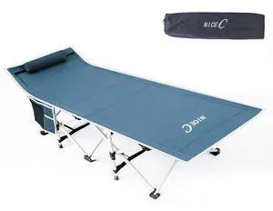 Camping Cots, Cots for Adults, Folding Cot, with Pillow, Carry Bag & Storage Pocket, Extra Wide Sturdy, Holds Up to 500 Lbs (1, Grey) Camping Cots, Cots for Adults, Folding Cot, with Pillow, Carry Bag & Storage Pocket, Extra Wide Sturdy, Holds Up to 500 Lbs (1, Grey)