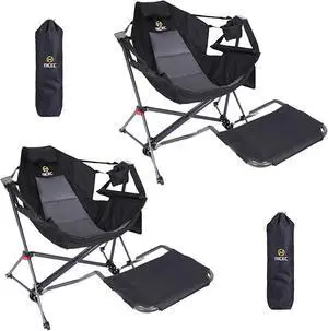 Hammock Camping Chair, Camping Chair Rocker, Swinging Chair, High Back with Stand, Cup Holder, Side Pocket, Heavy Duty (2, Black w/footrest) Hammock Camping Chair, Camping Chair Rocker, Swinging Chair, High Back with Stand, Cup Holder, Side Pocket, Heavy Duty (2, Black w/footrest)