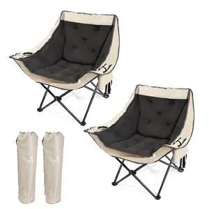 XL Outdoor Padded Camping Chair, Oversized Thick Padded Folding Portable Sports Chairs, Heavy Duty, with Cooler Bag, Cup Holder, Side Pockets, Carry Bag (2 Pack) XL Outdoor Padded Camping Chair, Oversized Thick Padded Folding Portable Sports Chairs, Heavy Duty, with Cooler Bag, Cup Holder, Side Pockets, Carry Bag (2 Pack)