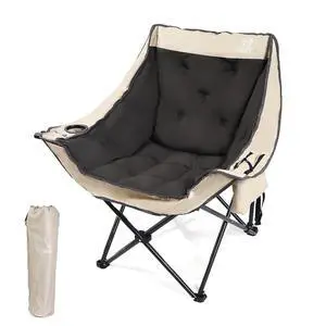 XL Outdoor Padded Camping Chair, Oversized Thick Padded Folding Portable Sports Chairs, Heavy Duty, with Cooler Bag, Cup Holder, Side Pockets, Carry Bag (1 Pack) XL Outdoor Padded Camping Chair, Oversized Thick Padded Folding Portable Sports Chairs, Heavy Duty, with Cooler Bag, Cup Holder, Side Pockets, Carry Bag (1 Pack)