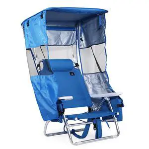 Backpack Beach Chair with Canopy, 5-Position Reclining Portable Folding Beach Chair, with Headrest, Cooler Pocket, Cup Holder, Lightweight Beach Lounge Chair for Fishing, Travel (Blue, 1 Pack) Backpack Beach Chair with Canopy, 5-Position Reclining Portable Folding Beach Chair, with Headrest, Cooler Pocket, Cup Holder, Lightweight Beach Lounge Chair for Fishing, Travel (Blue, 1 Pack)