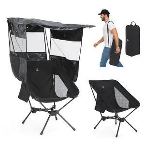 Camping Chair with Canopy, Compact Chair with Shade, Ultralight Umbrella Fishing Chairs, Portable Backpack Chairs, Lightweight, Travel, Picnic, Festival, Hiking, Sports (1 Pack, Black) Camping Chair with Canopy, Compact Chair with Shade, Ultralight Umbrella Fishing Chairs, Portable Backpack Chairs, Lightweight, Travel, Picnic, Festival, Hiking, Sports (1 Pack, Black)
