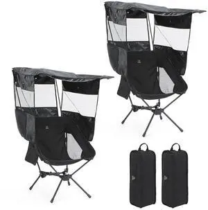 Camping Chair with Canopy, Compact Chair with Shade, Ultralight Umbrella Fishing Chairs, Portable Backpack Chairs, Lightweight, Travel, Picnic, Festival, Hiking, Sports (2 Pack Black) Camping Chair with Canopy, Compact Chair with Shade, Ultralight Umbrella Fishing Chairs, Portable Backpack Chairs, Lightweight, Travel, Picnic, Festival, Hiking, Sports (2 Pack Black)