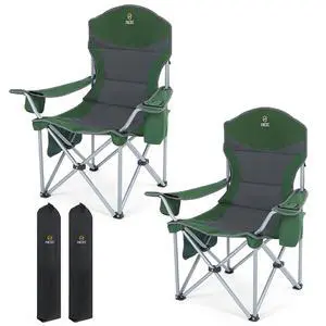 Camping Chair, Portable Chair, Lawn Chairs, Outdoor Chairs, with Armrest, Cooler Bag, Cup Holder, Side Pocket, for Camping, Traveling, Picnic (Green&Grey 2-Pack) Camping Chair, Portable Chair, Lawn Chairs, Outdoor Chairs, with Armrest, Cooler Bag, Cup Holder, Side Pocket, for Camping, Traveling, Picnic (Green&Grey 2-Pack)
