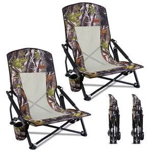 Hunting Chair, Low Browning Camping Chairs, Turkey Hunting Strutter Chair, Folding Backpacking with Cup Holder & Carry Strap Compact & Heavy Duty, Travel, Picnic (2 Pack) Hunting Chair, Low Browning Camping Chairs, Turkey Hunting Strutter Chair, Folding Backpacking with Cup Holder & Carry Strap Compact & Heavy Duty, Travel, Picnic (2 Pack)