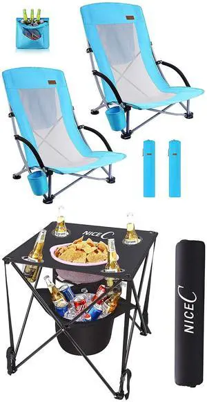 1 Pack Folding Table with Cooler + 2 Pack Camping Folding Chair with Cooler 1 Pack Folding Table with Cooler + 2 Pack Camping Folding Chair with Cooler