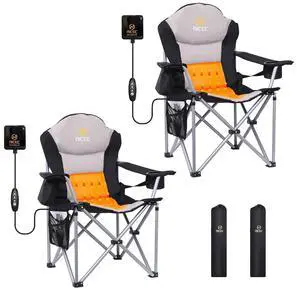 Heated Camping Chair for Adults, USB Powered Portable Heated Folding Outdoor Beach Chair, with Cooler Bag and Carry Bag, Heavy Duty Camping Chair for Sports, Fishing, Tailgating (2 Pack) Heated Camping Chair for Adults, USB Powered Portable Heated Folding Outdoor Beach Chair, with Cooler Bag and Carry Bag, Heavy Duty Camping Chair for Sports, Fishing, Tailgating (2 Pack)