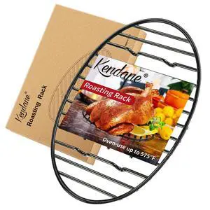 Roasting Rack with Integrated Feet, Cooling Drying Rack Kitchen Rack With Enameled Coating, PTFE Free, Great for Cooking, Roasting, Drying, Grilling, 12inch*8.5inch by Roasting Rack with Integrated Feet, Cooling Drying Rack Kitchen Rack With Enameled Coating, PTFE Free, Great for Cooking, Roasting, Drying, Grilling, 12inch*8.5inch by