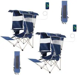Chair with Canopy, Umbrella Chair, Chairs with Shade, 30W Solar Panels, Sports Chairs with Removable Footrest, Cooler Bag, USB, Type-C&DC Charging Cable Included (2 Navy) Chair with Canopy, Umbrella Chair, Chairs with Shade, 30W Solar Panels, Sports Chairs with Removable Footrest, Cooler Bag, USB, Type-C&DC Charging Cable Included (2 Navy)