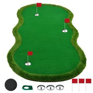Putting Green Indoor, Putting Green, Golf Simulators for Home, Golf Putting Mat, Putting Mat Putting Green Outdoor, Challenge Putting Cup, 3 Holes, Flags, and Slope Putting Green Indoor, Putting Green, Golf Simulators for Home, Golf Putting Mat, Putting Mat Putting Green Outdoor, Challenge Putting Cup, 3 Holes, Flags, and Slope