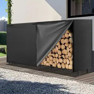 8FT Firewood Rack Outdoor with Cover, Heavy Duty Adjustable Firewood log Storage & Holder, Wood Pile Lumber Storage Rack Stacking Outside for Courtyard Patio. 8FT Firewood Rack Outdoor with Cover, Heavy Duty Adjustable Firewood log Storage & Holder, Wood Pile Lumber Storage Rack Stacking Outside for Courtyard Patio.