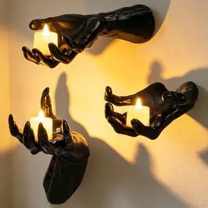 Halloween Decorations Indoor, 3PCS Gothic Hands LED Candles Spooky Home Wall Decor Halloween Decorations Indoor, 3PCS Gothic Hands LED Candles Spooky Home Wall Decor