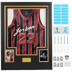Custom Jersey Frame Display Case with Customized Color Mat, Wall Mount DIY Jersey Frame with Photo Slots, Personalized Shirt Display Shadow Box, with Hardware Kit, Signature Display, Sports Custom Jersey Frame Display Case with Customized Color Mat, Wall Mount DIY Jersey Frame with Photo Slots, Personalized Shirt Display Shadow Box, with Hardware Kit, Signature Display, Sports