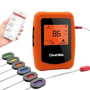 Wireless Meat Thermometer, Digital Grill Thermometer for Grilling Smart APP Control with 6 Stainless Steel Probes, Bluetooth Grill BBQ Meat Thermometer Kitchen Meat, Support iOS & Android Wireless Meat Thermometer, Digital Grill Thermometer for Grilling Smart APP Control with 6 Stainless Steel Probes, Bluetooth Grill BBQ Meat Thermometer Kitchen Meat, Support iOS & Android