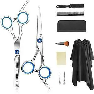 Hair Cutting Kit 10 Pcs Professional Barber Shears, Complete Accessories Include Thinning Shears, Hair shears, Hair comb, Cape, Neck Duster Brush, Clip, Clean Cloth Hair Cutting Kit 10 Pcs Professional Barber Shears, Complete Accessories Include Thinning Shears, Hair shears, Hair comb, Cape, Neck Duster Brush, Clip, Clean Cloth