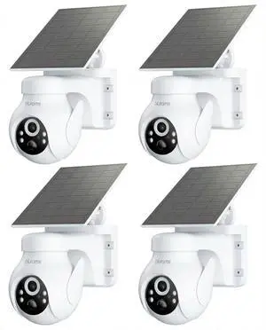 2K Solar Outdoor Camera Wireless, 360° PTZ Security Cameras Wireless Outdoor with Human Auto Tracking, R/Color Night Vision, Battery Powered, Compatible with Alexa, 2.4GHz Only, 4Pack 2K Solar Outdoor Camera Wireless, 360° PTZ Security Cameras Wireless Outdoor with Human Auto Tracking, R/Color Night Vision, Battery Powered, Compatible with Alexa, 2.4GHz Only, 4Pack
