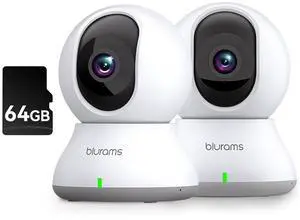 Indoor Camera Bundle Set with ONE 64GB SD Card for Home Security w/Motion Tracking, Phone App, 2-Way Audio, IR Night Vision, Siren, Compatible with Alexa Indoor Camera Bundle Set with ONE 64GB SD Card for Home Security w/Motion Tracking, Phone App, 2-Way Audio, IR Night Vision, Siren, Compatible with Alexa
