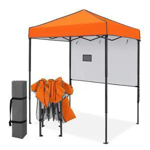 6x4 Instant Pop Up Canopy Tent with 1 Half Wall Panel, Straight Leg Sun Shelter, Portable Canopy with Carry Bag for Camping, Beach & Sports, Orange 6x4 Instant Pop Up Canopy Tent with 1 Half Wall Panel, Straight Leg Sun Shelter, Portable Canopy with Carry Bag for Camping, Beach & Sports, Orange