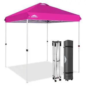 Pop Up Canopy Tent with Wheeled Carry Bag, 8 Stakes, 4 Ropes, Easy Set Up Tent Canopy, 6.6x6.6 ft, Pink Pop Up Canopy Tent with Wheeled Carry Bag, 8 Stakes, 4 Ropes, Easy Set Up Tent Canopy, 6.6x6.6 ft, Pink