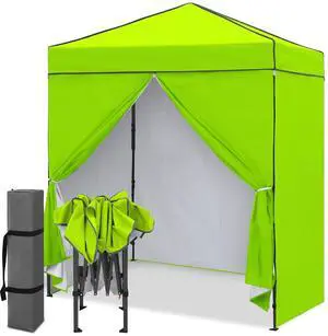 6x4 Instant Pop Up Canopy Tent with 4 Side Wall Panels, Straight Leg Sun Shelter, Portable Canopy with Carry Bag for Camping, Beach & Sports, Neon Green 6x4 Instant Pop Up Canopy Tent with 4 Side Wall Panels, Straight Leg Sun Shelter, Portable Canopy with Carry Bag for Camping, Beach & Sports, Neon Green