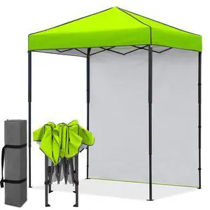 6x4 Instant Pop Up Canopy Tent with 1 Side Wall Panel, Straight Leg Sun Shelter, Portable Canopy with Carry Bag for Camping, Beach & Sports, Neon Green 6x4 Instant Pop Up Canopy Tent with 1 Side Wall Panel, Straight Leg Sun Shelter, Portable Canopy with Carry Bag for Camping, Beach & Sports, Neon Green
