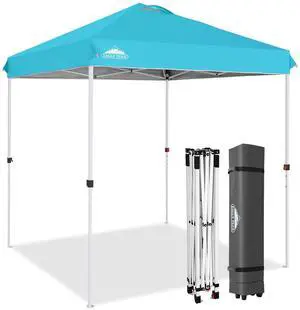 Pop Up Canopy Tent with Wheeled Carry Bag, 8 Stakes, 4 Ropes, Easy Set Up Tent Canopy, 6.6x6.6 ft, Light Blue Pop Up Canopy Tent with Wheeled Carry Bag, 8 Stakes, 4 Ropes, Easy Set Up Tent Canopy, 6.6x6.6 ft, Light Blue